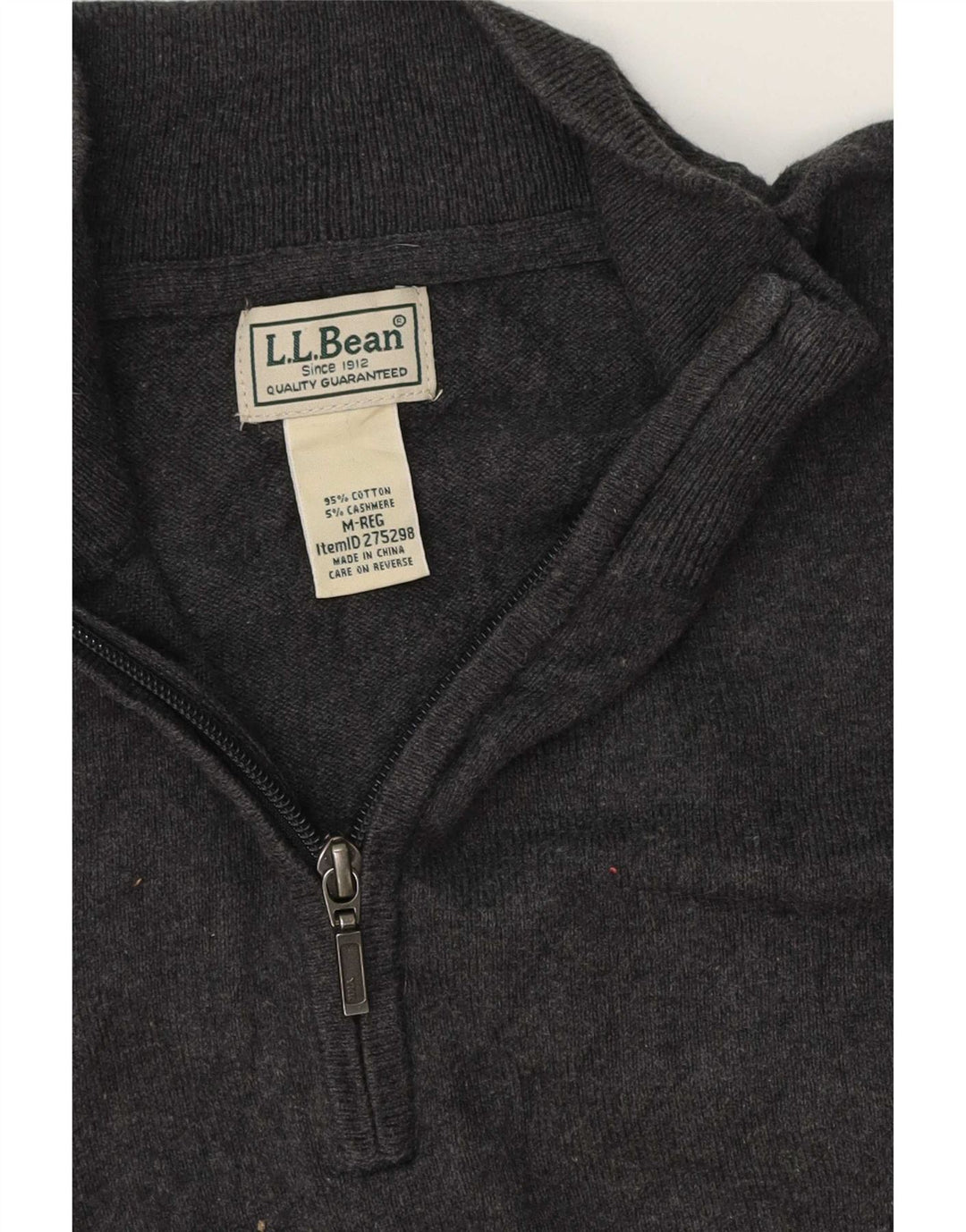 Męski sweter z zamkiem błyskawicznym o regularnym kroju L.L.Bean, średnioszary, klasyczny