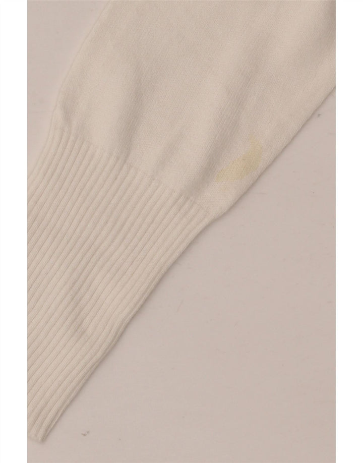 Damski sweter o przedłużonym fasonie Zara UK 12, średni biały bawełniany