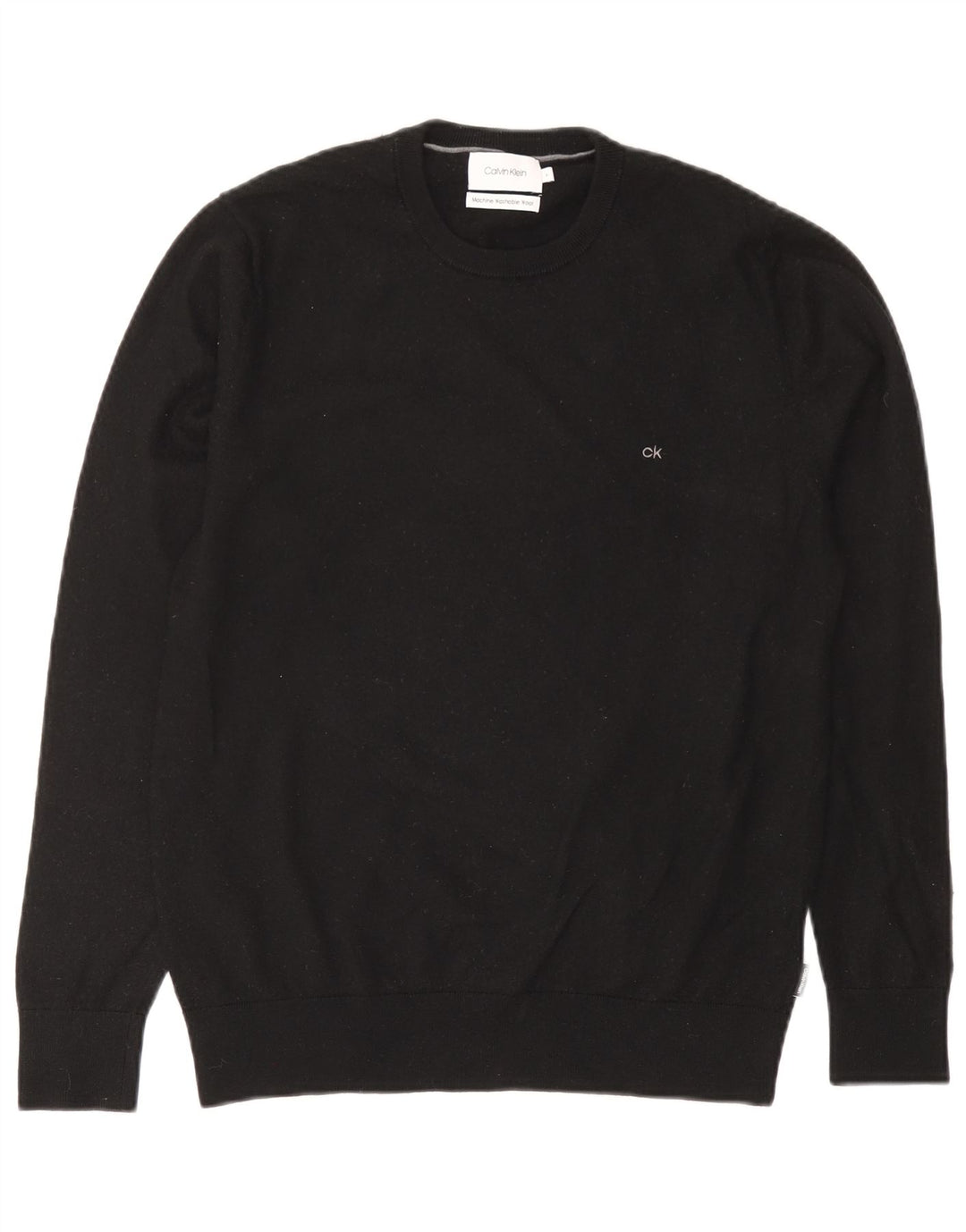 Damski sweter Calvin Klein z okrągłym dekoltem UK 16, duży, czarny, wełniany
