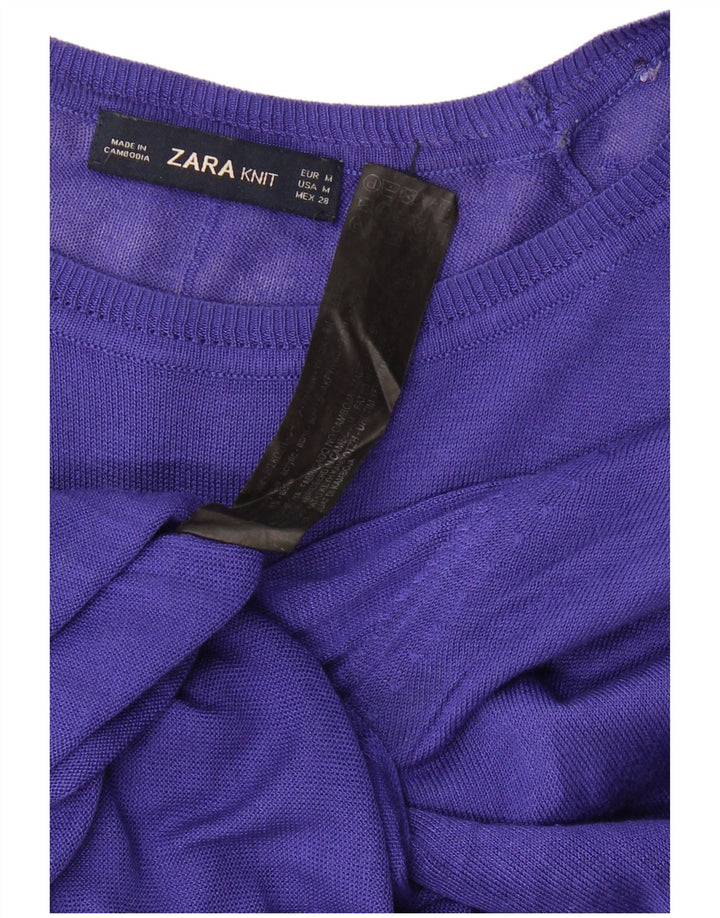 Damski sweter ZARA z dekoltem w łódkę UK 14 średni fiolet