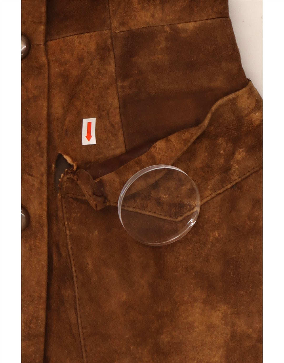 Zamszowy płaszcz damski w stylu vintage UK 10 Small Brown