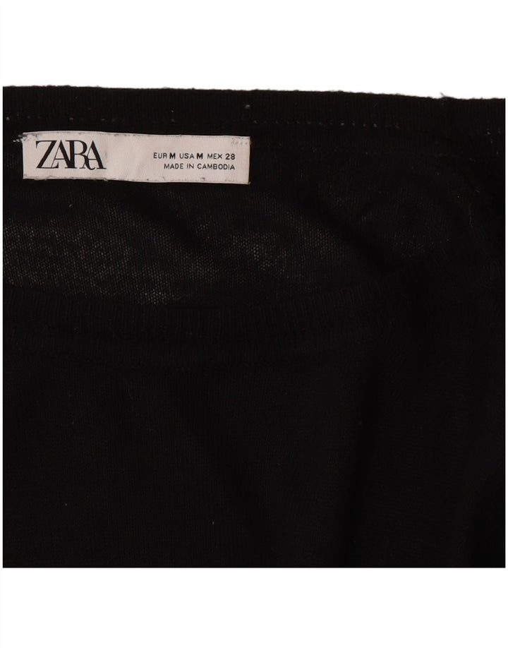 Sweter damski Zara z dekoltem w łódkę UK 14, średni czarny