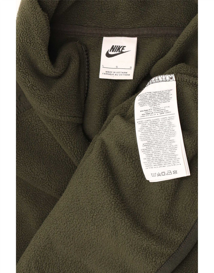 Męski sweter polarowy Nike z zamkiem błyskawicznym i dużym poliestrem w kolorze khaki