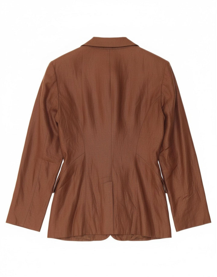 Vintage damska marynarka zapinana na 3 guziki UK 10, mała brązowa