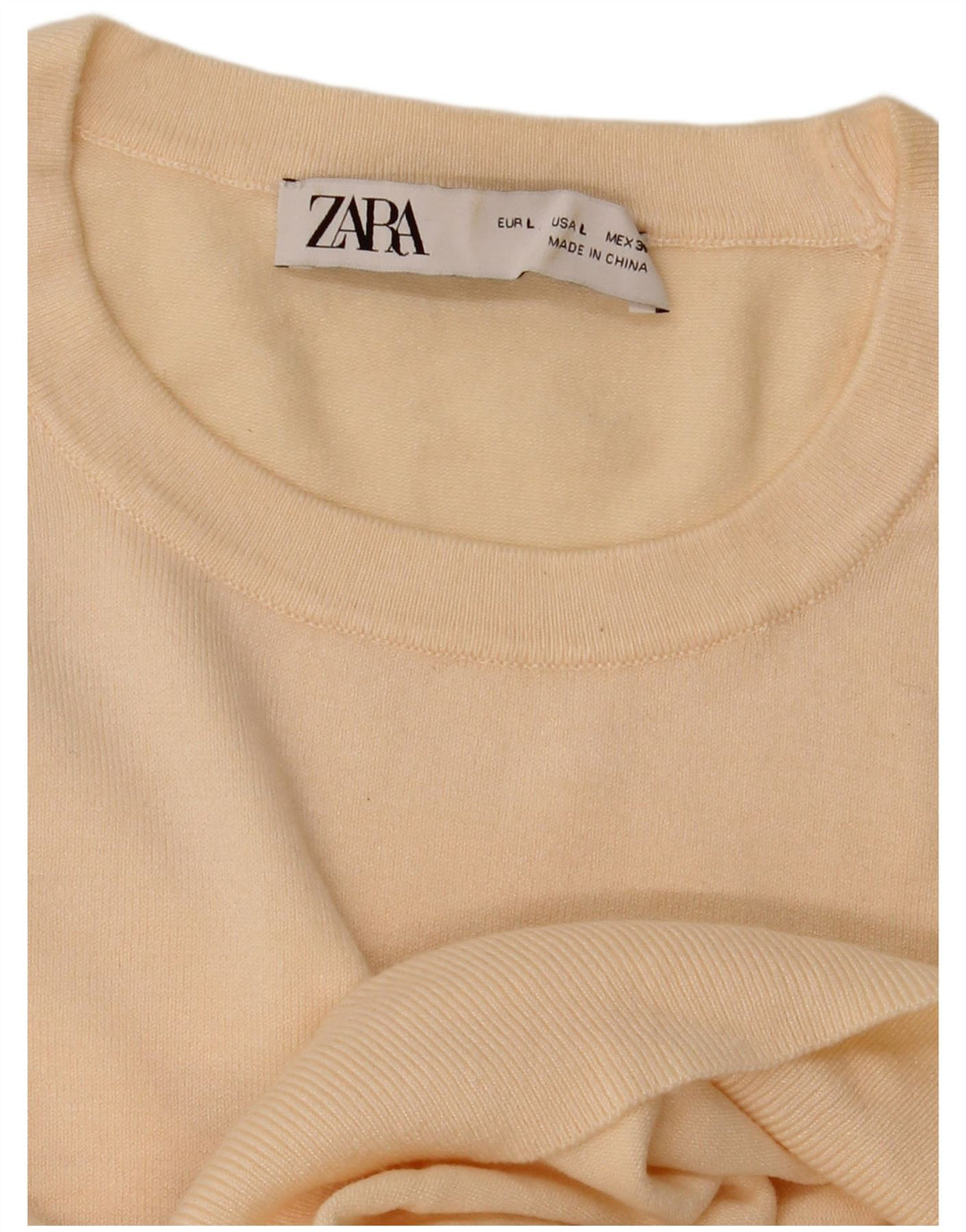 Sweter damski Zara z okrągłym dekoltem UK 14, duży w kolorze złamanej bieli