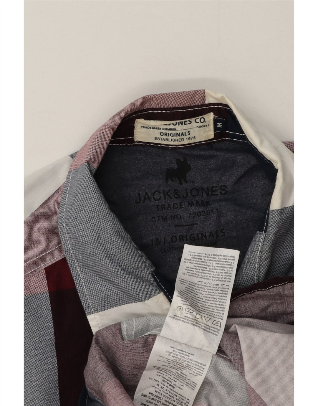 Koszula męska Jack & Jones, średnia, bordowa bawełna w kratkę