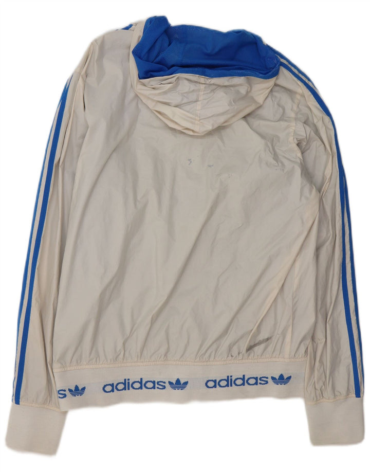 Adidas Męska dwustronna kurtka z kapturem z grafiką UK 38 Średni biały blok kolorów