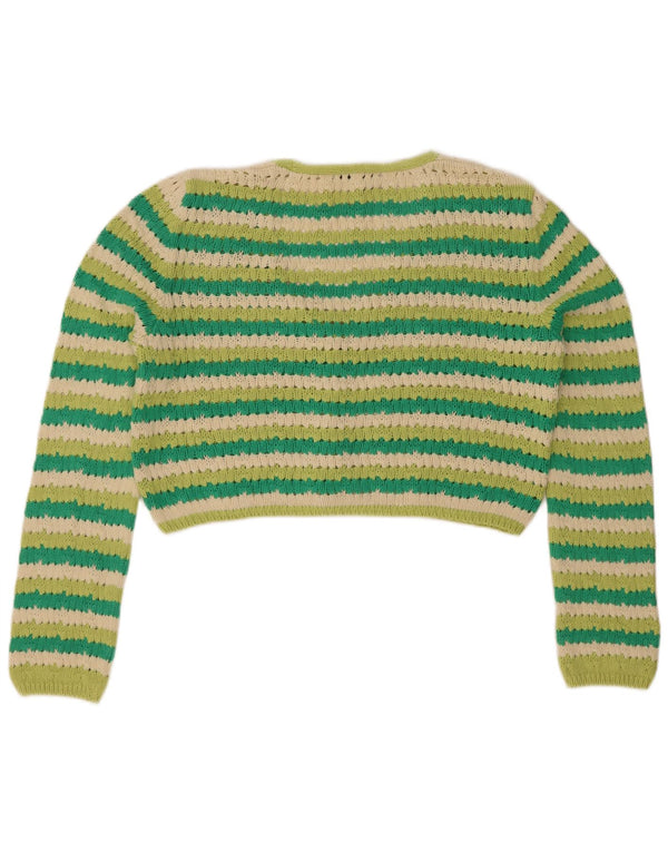 Sweter damski Zara Crop Cardigan UK 16, duży, zielony, bawełniany w paski