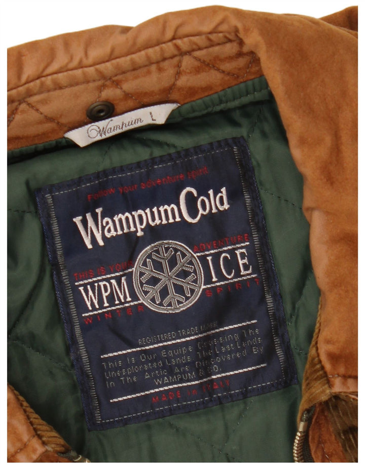 Męska kurtka polarowa WAMPUM UK 40, duża, brązowa, geometryczna