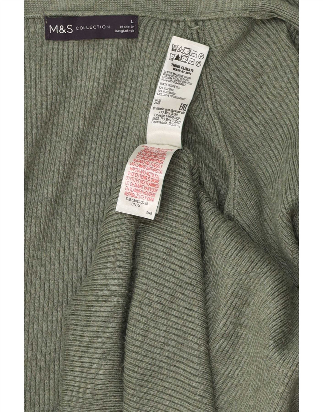 Marks & Spencer Damski sweter o przedłużonym fasonie, UK 16, duży, khaki