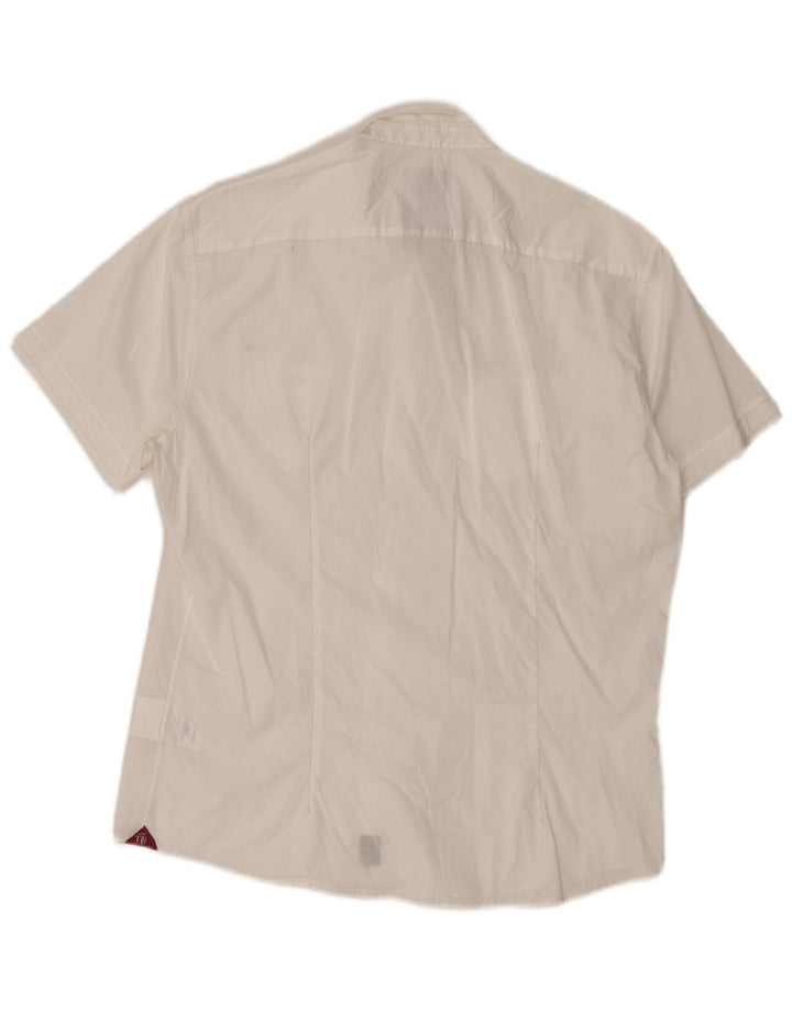 Męska koszula z krótkim rękawem Trussardi Jeans, duża, biała, bawełniana