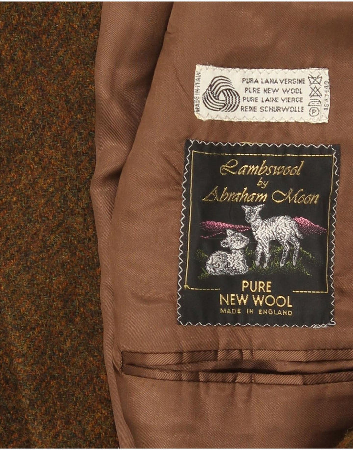 Vintage męska marynarka zapinana na 2 guziki IT 48 Średni brązowy nakrapiany dziewicza wełna