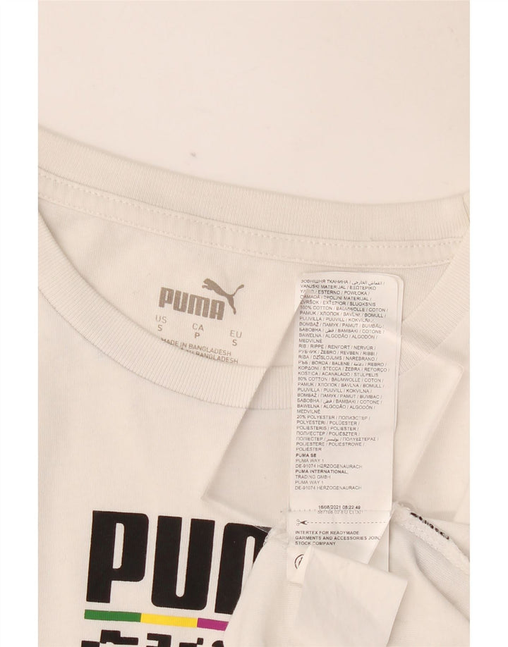 Męski T-shirt z grafiką PUMA, mały, biały, bawełniany