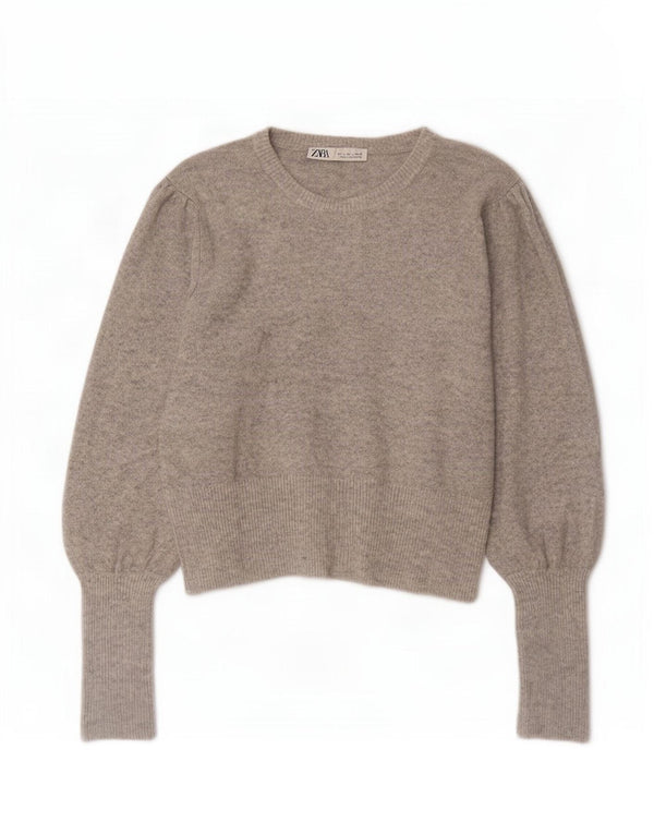 Damski sweter Zara Crop Boat Neck Sweter UK 16, duży, szary, nakrapiany akryl