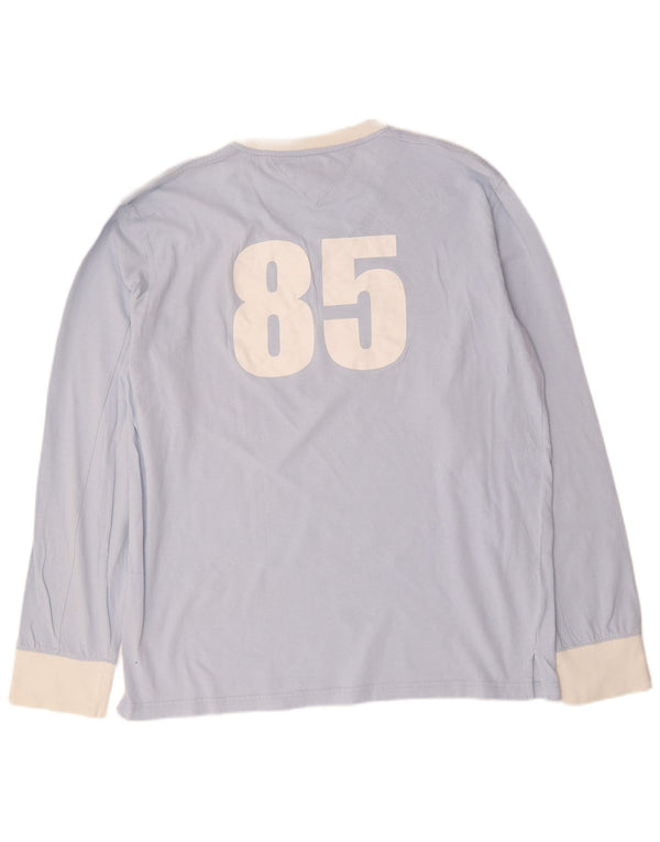 Męski top graficzny Tommy Hilfiger z długim rękawem, 2XL, niebieska bawełna z blokami kolorów