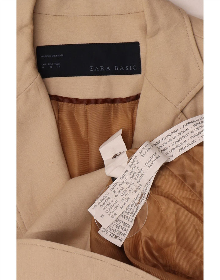 Damska marynarka Zara zapinana na 2 guziki UK 14, średnia beżowa bawełna