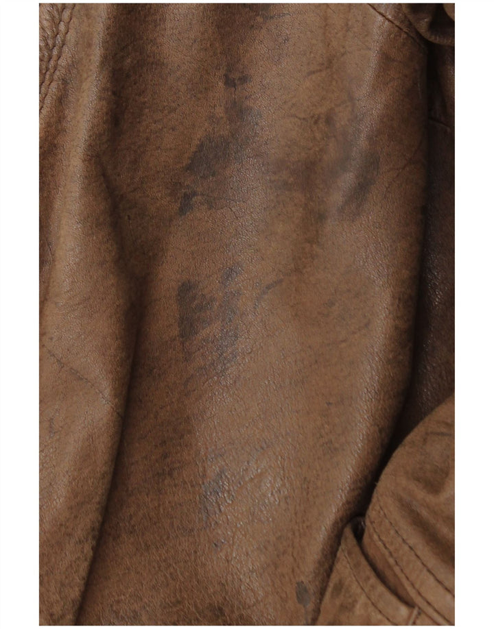 Vintage damska kurtka skórzana oversize EU 44 XL, brązowa skóra