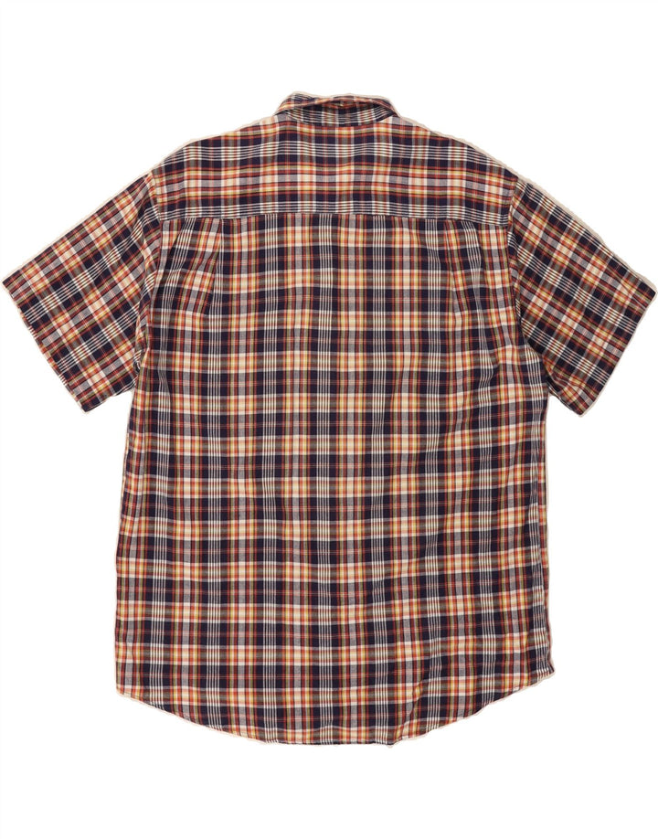 GREEN LEAVES Mens Short Sleeve Shirt Large Multicoloured Check Cotton Vintage Green Leaves and Second-Hand Green Leaves from Messina Hembry 