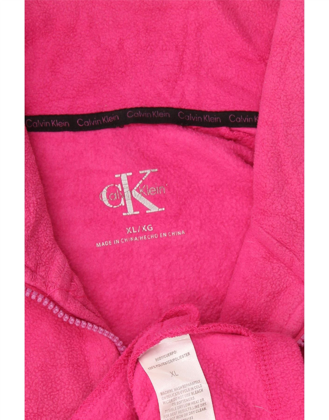 Damska kurtka polarowa Calvin Klein Graphic UK 18 XL, różowa, poliestrowa
