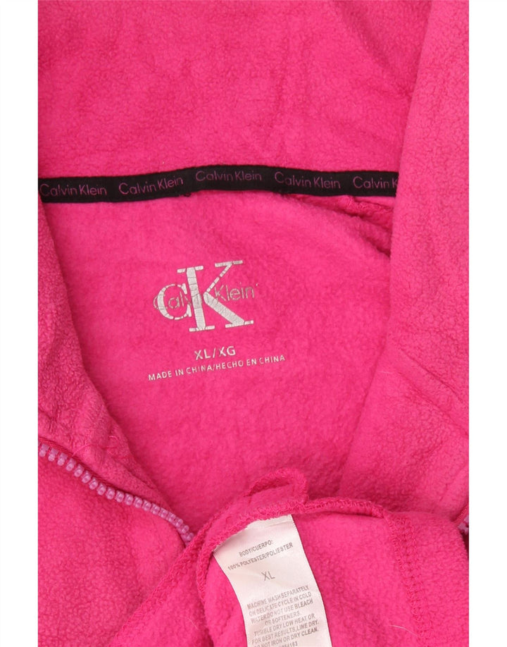Damska kurtka polarowa Calvin Klein Graphic UK 18 XL, różowa, poliestrowa