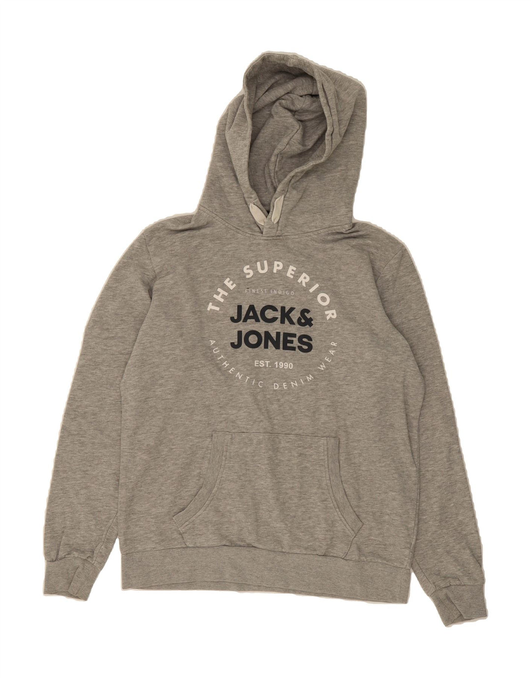 JACK & JONES Mens Graphic Hoodie Jumper Medium Grey Cotton Vintage Jack & Jones and Second-Hand Jack & Jones from Messina Hembry 