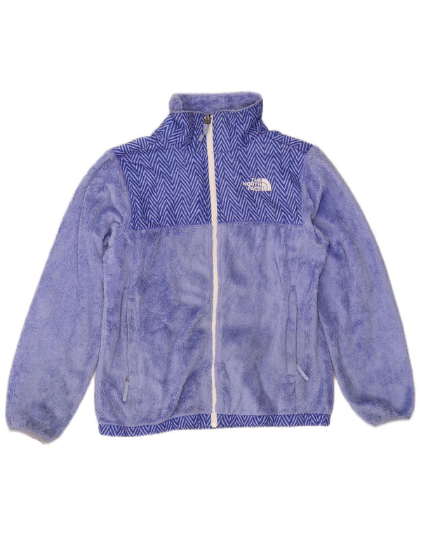 Kurtka polarowa The North Face dziewczęca 11-12 lat, duża fioletowa jodełka