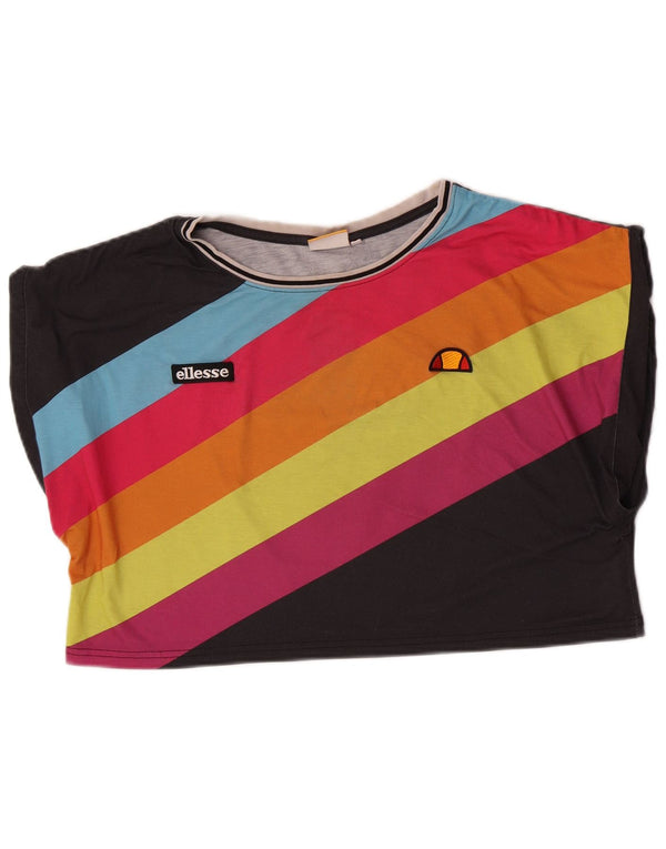 Damska koszulka Ellesse Crop Graphic Top UK 14 w średnie czarne paski