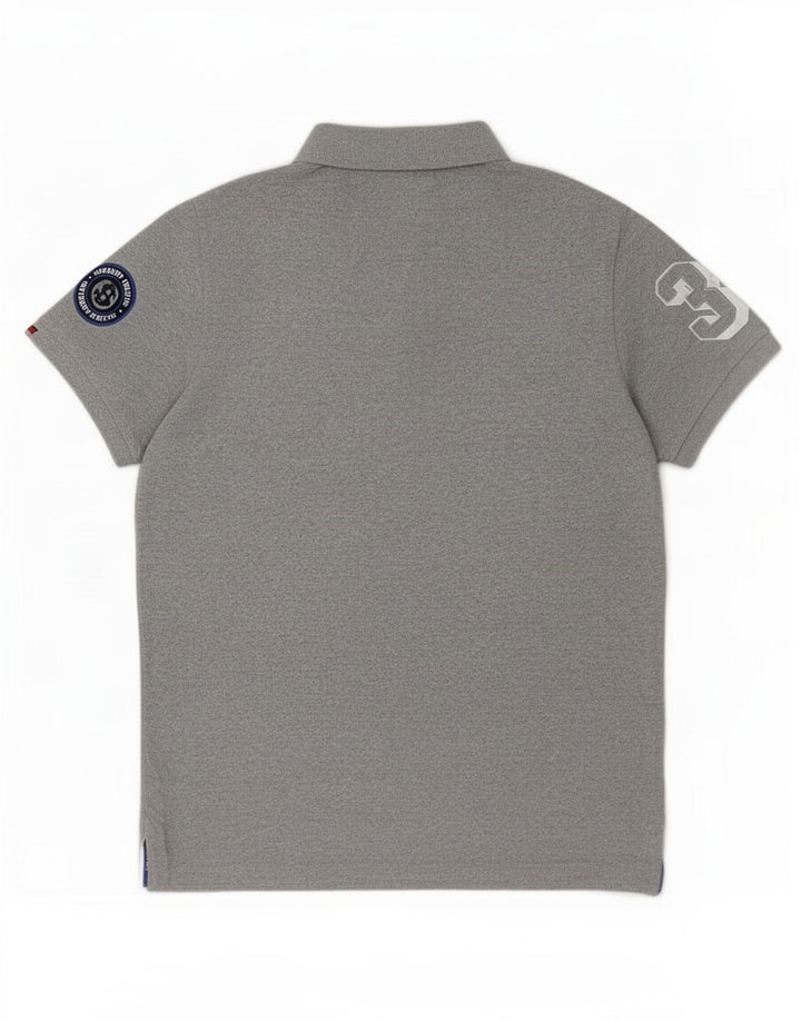 Męska koszulka polo Superdry z grafiką, średnioszara, bawełniana