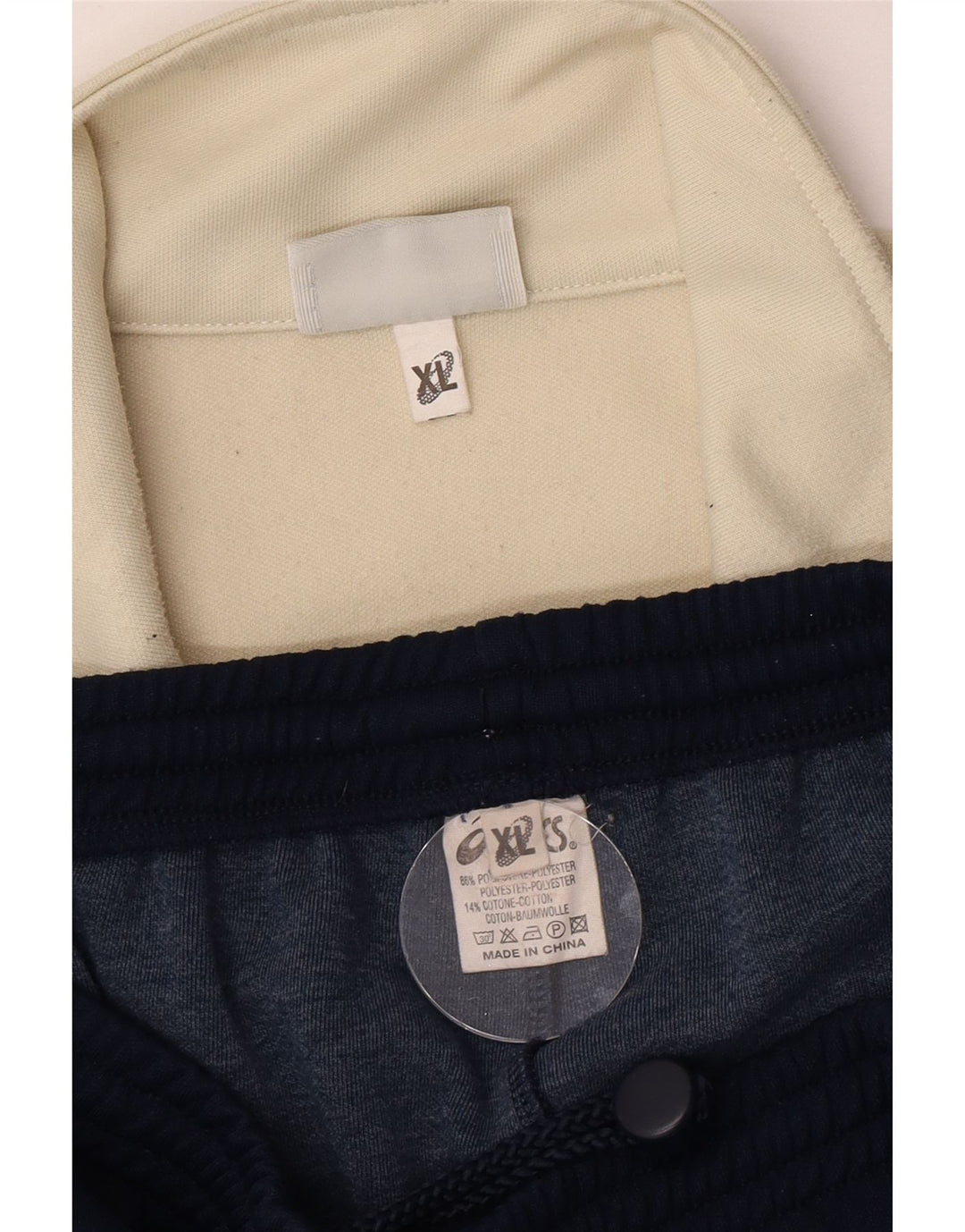 Męski dres Oasis z grafiką, XL, granatowy, z blokami kolorów, poliester
