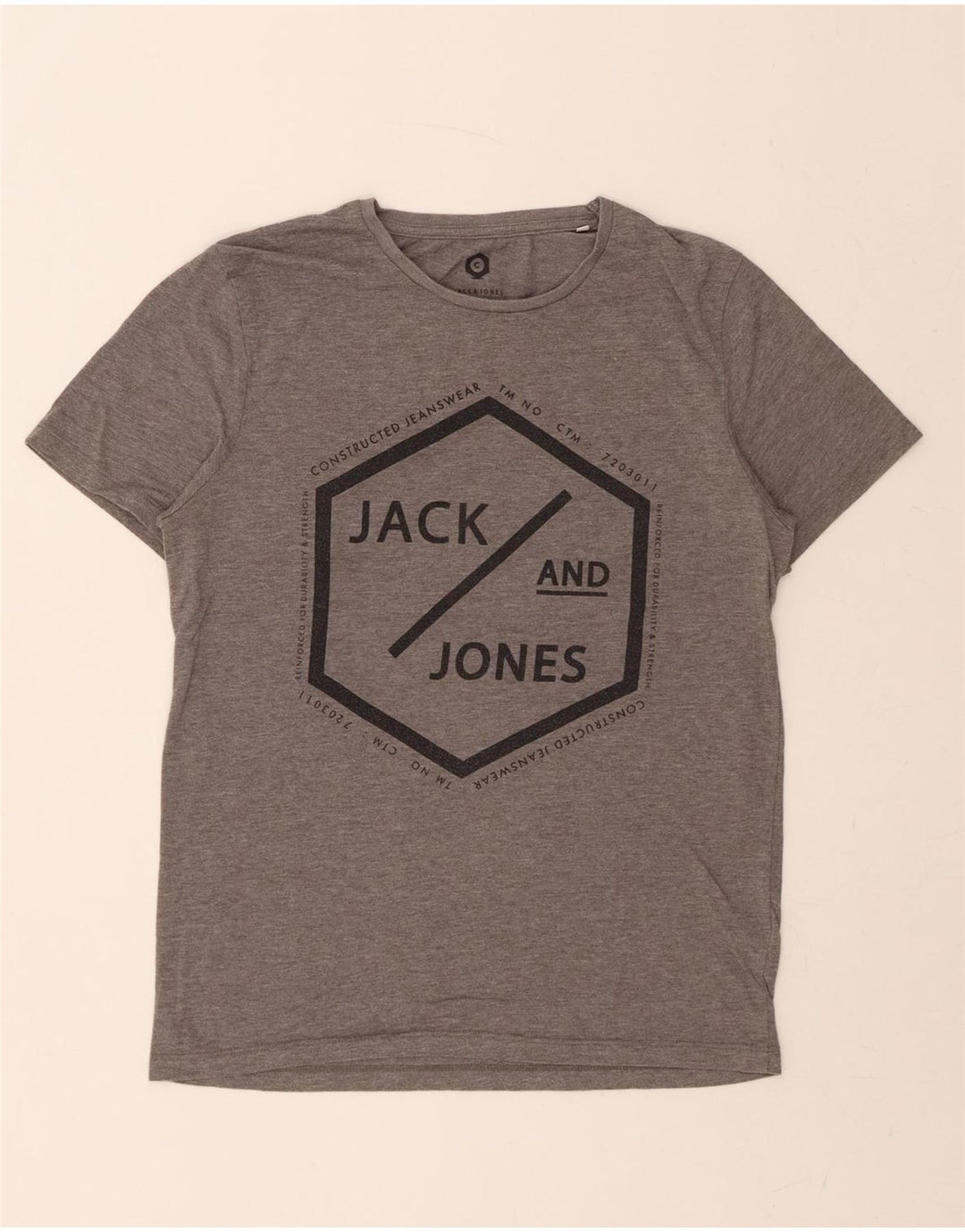 JACK & JONES Mens Graphic T-Shirt Top Medium Grey Cotton Vintage Jack & Jones and Second-Hand Jack & Jones from Messina Hembry 