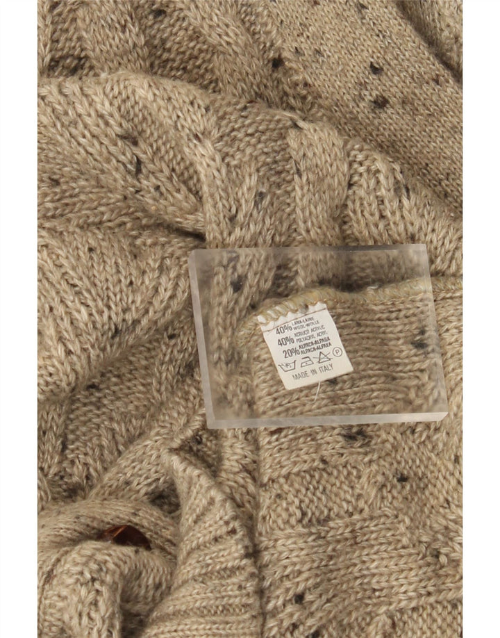 Vintage męski sweter rozpinany XL, beżowa, wełniana nakrapiana