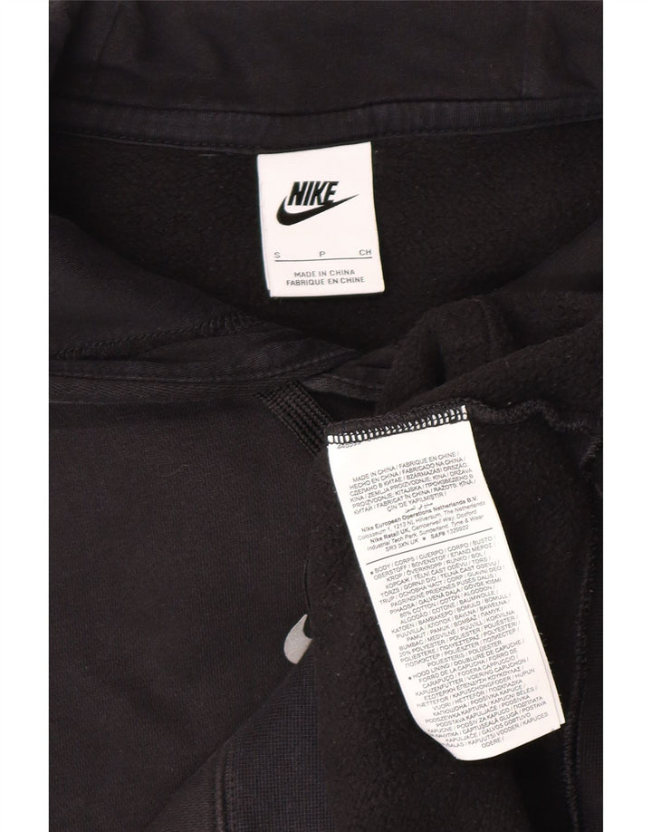 NIKE Mens Graphic Hoodie Jumper Small Black Cotton
