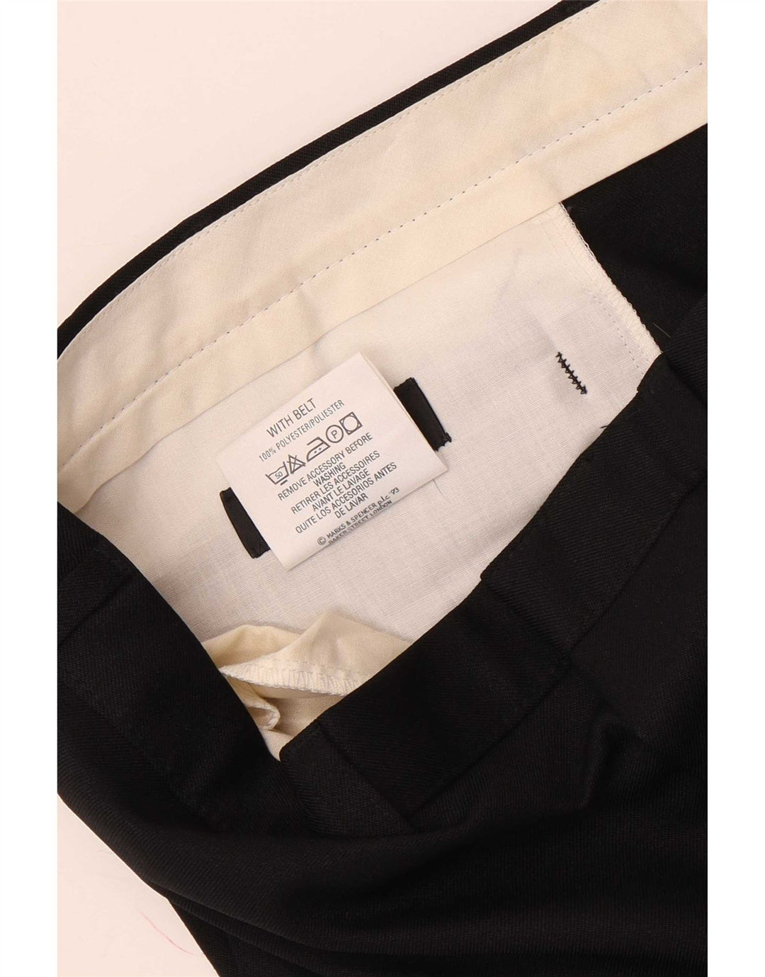 Marks & Spencer Męskie proste spodnie chino W38 L29 Czarny poliester