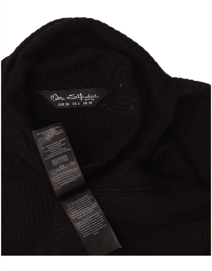 Damski top Miss Selfridge z długim rękawem UK 10 Small, czarna wiskoza