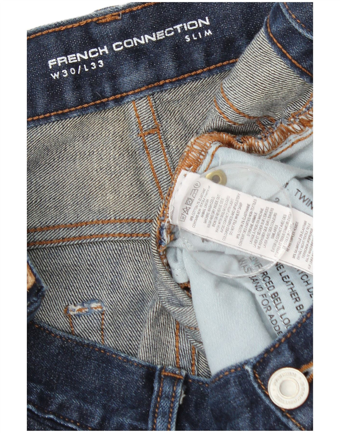 Jeansy męskie French Connection W30 L33 Granatowa bawełna