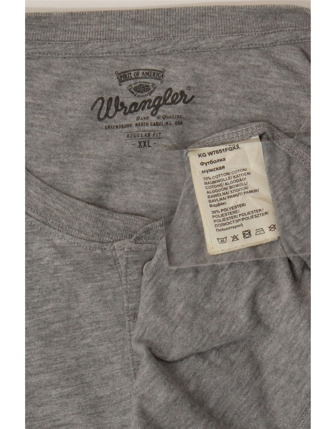 Męski top Wrangler o regularnym kroju, z długim rękawem, 2XL, szara bawełna
