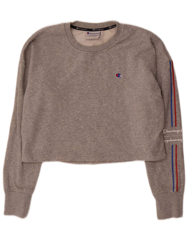 Damska bluza Champion Crop Graphic Jumper UK 14 Medium Grey Flecked