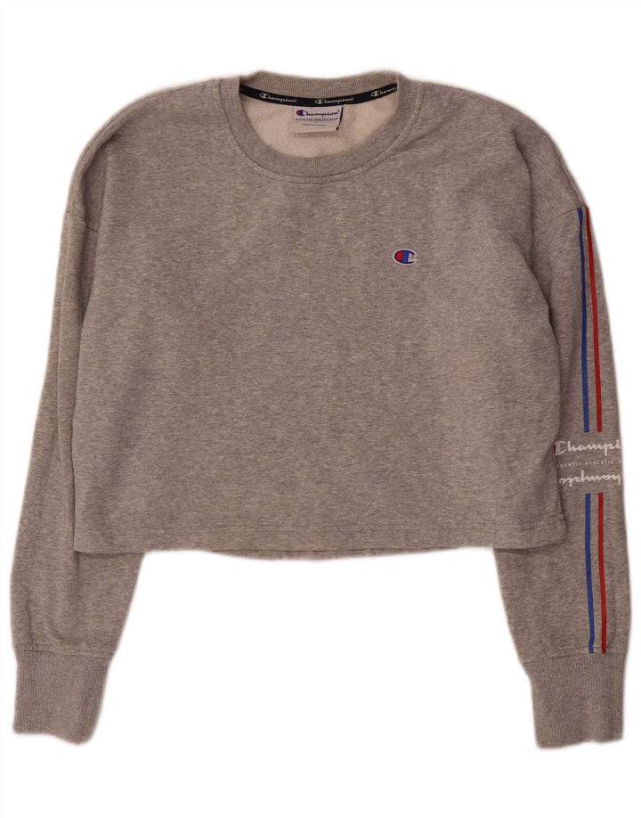 Damska bluza Champion Crop Graphic Jumper UK 14 Medium Grey Flecked