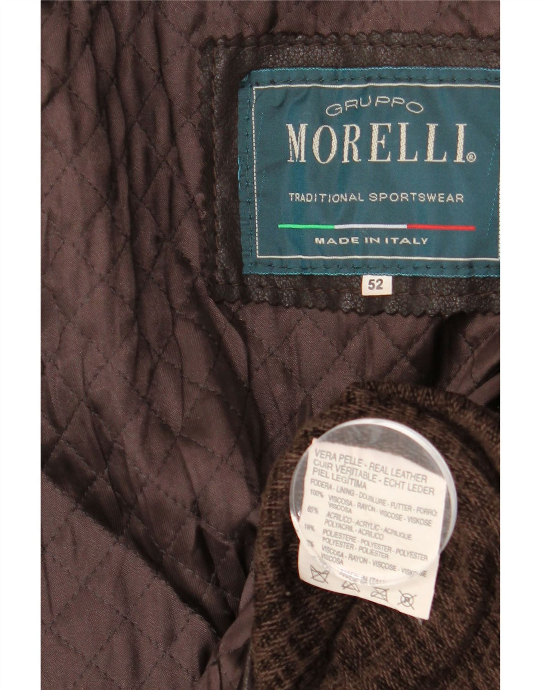 Męska kurtka skórzana VINTAGE IT 52 XL, brązowa skóra
