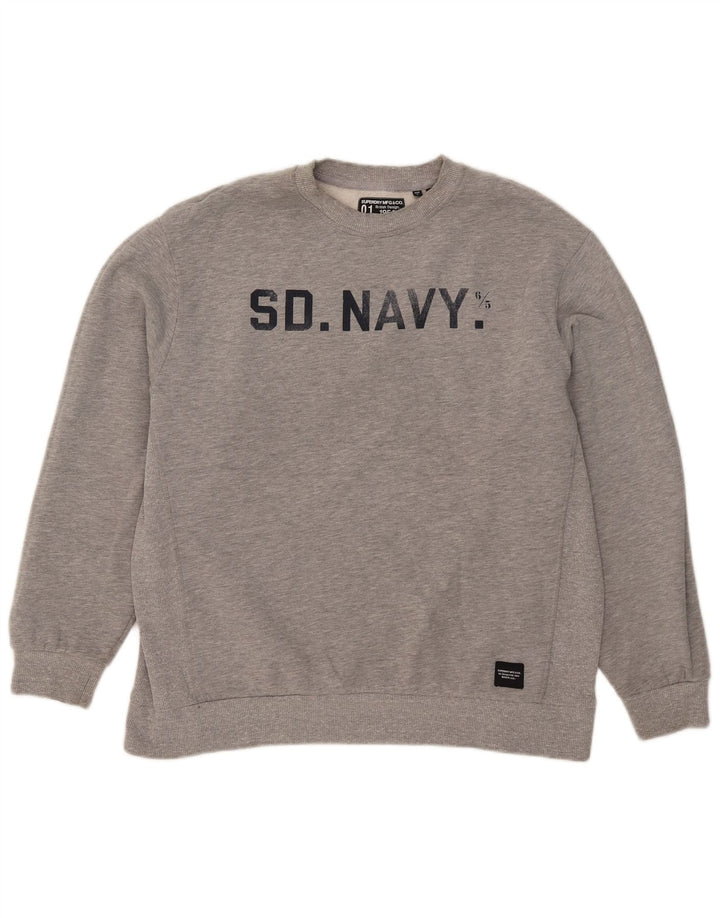 Damski sweter oversize Superdry Graphic UK 14, duży, szary, bawełniany