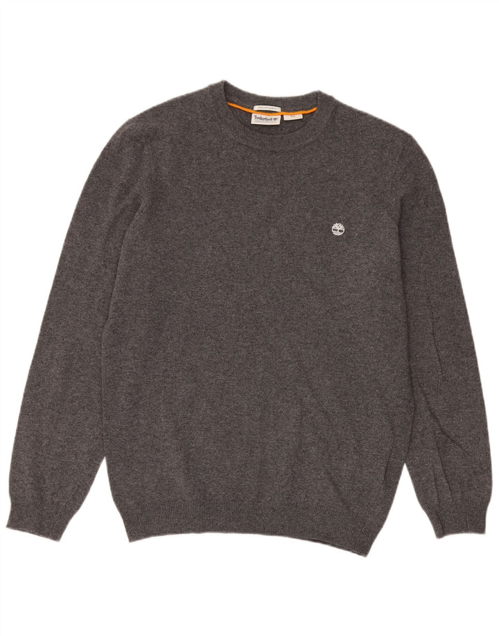 Męski sweter Timberland z okrągłym dekoltem, średnioszara wełna