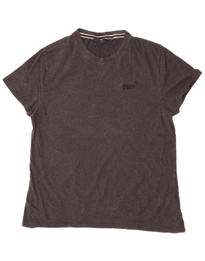 Męski T-shirt Superdry z grafiką, rozmiar XL, szara bawełna