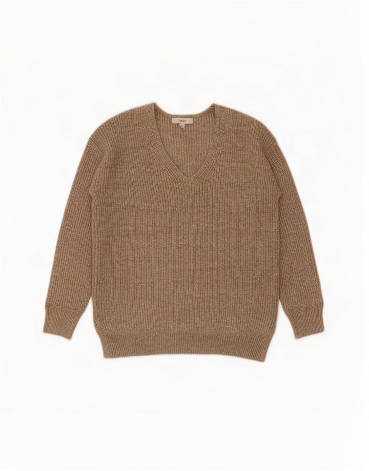 Marks & Spencer Damski sweter oversize z dekoltem w kształcie litery V, UK 10, mały, szary