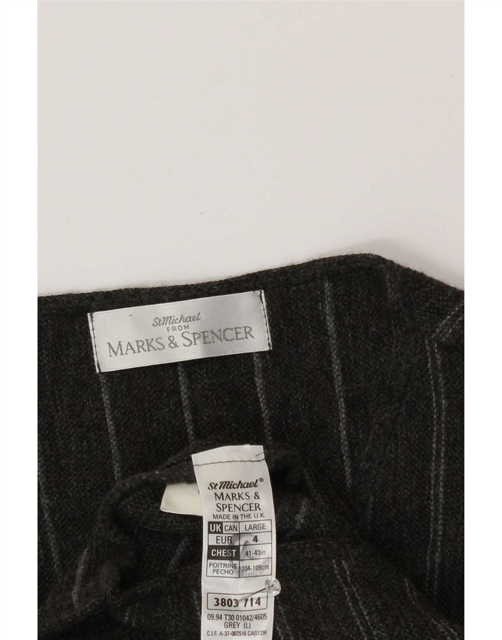 Marks & Spencer Męska kamizelka St. Michael, duża, akrylowa, w szare paski