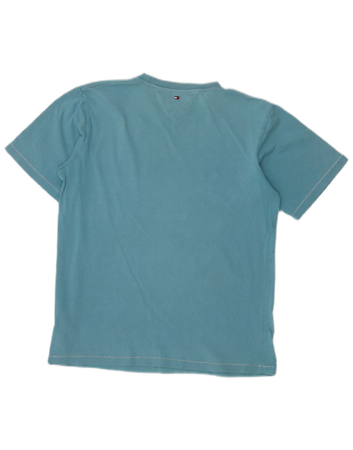 TOMMY HILFIGER Chłopięcy T-shirt z grafiką, 13-14 lat, niebieska bawełna