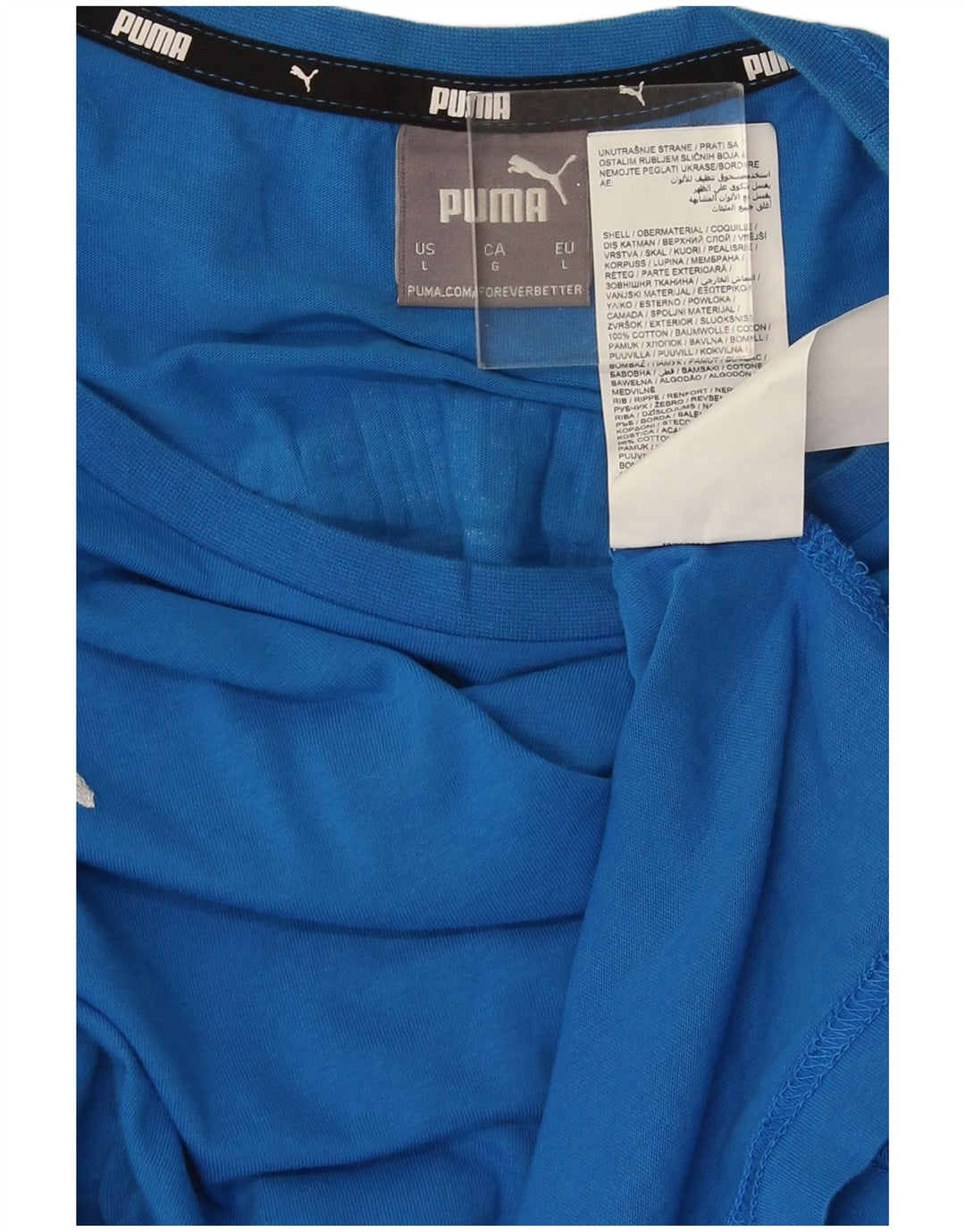 Męski T-shirt z grafiką Puma, duży, niebieski, bawełniany