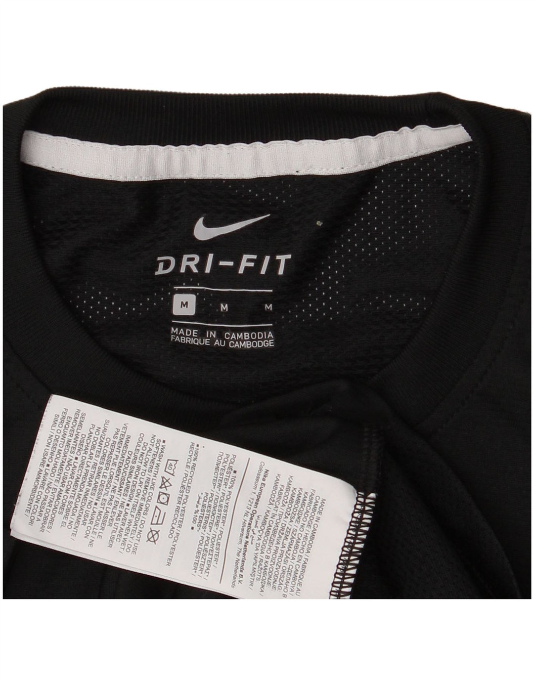 Męski T-shirt Nike Dri Fit Top, średni czarny poliester z blokami kolorów