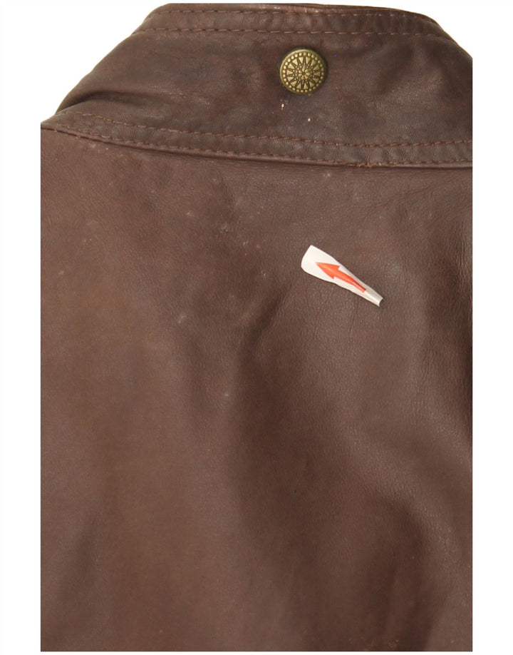 Vintage męska skórzana kamizelka Utility UK 40 duża brązowa