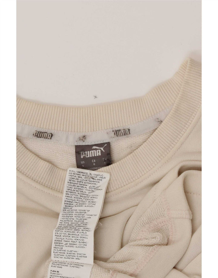 Damska bluza Puma Oversize Crop Graphic Jumper UK 16, duża, beżowa