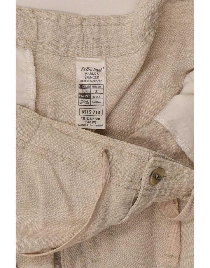 Marks & Spencer Damskie szorty Chino średnie W34, beżowe, lniane